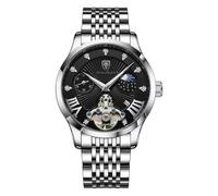 RORIOS Men's Elegant Watches Analogue Quartz Wristwatch Vintage Stainless Steel Wrist Watch Date Calendar Luminous Watch for Men Black B