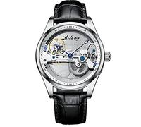 RORIOS Men's Fashion Mechanical Watch with Stainless Steel Band Automatic Automatic Self-Winding Waterproof Men's Watch, Silver, Strap