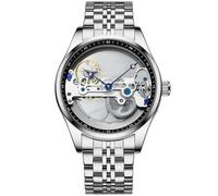 RORIOS Men's Fashion Mechanical Watch with Stainless Steel Band Automatic Automatic Self-Winding Waterproof Men's Watch, Silver Black B, Bracelet