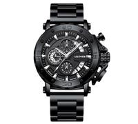 RORIOS Men's Fashion Watch Multifunctional Stainless Steel Wrist Watch Business Analogue Quartz Wristwatch Date Calendar Luminous Watch for Men Black