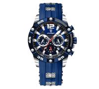 RORIOS Men's Fashion Wrist Watch Silicone Sport Wristwatch Quartz Analogue Watch Multifunctional Chronograph Watch Luminous Date Calendar Watch for Men Blue C