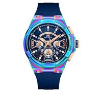 RORIOS Men's Fashion Wrist Watch Sports Silicone Wristwatch Analogue Quartz Watch Multifunctional Chronograph Watch Luminous Date Calendar Watch Blue B