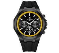 RORIOS Men's Fashion Wrist Watches - Sports Quartz Wristwatch with Silicone Strap - Multifunctional Chronograph Watch with Luminous Analogue Display - Black