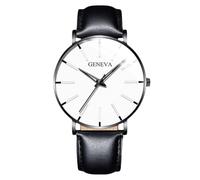 RORIOS Men's Fashionable Minimalist Watch Stylish LeatherMesh Strap Precision Quartz Movement Wristwatches White and Black A