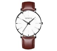RORIOS Men's Fashionable Minimalist Watch Stylish LeatherMesh Strap Precision Quartz Movement Wristwatches White Black and Brown