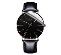 RORIOS Men's Fashionable Minimalist Watch Stylish LeatherMesh Strap Precision Quartz Movement Wristwatches Rose Gold and Black A