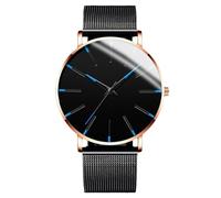 RORIOS Men's Fashionable Minimalist Watch Stylish LeatherMesh Strap Precision Quartz Movement Wristwatches Blue Gold and Black