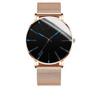 RORIOS Men's Fashionable Minimalist Watch Stylish LeatherMesh Strap Precision Quartz Movement Wristwatches Blue and Gold