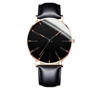 RORIOS Men's Fashionable Minimalist Watch Stylish LeatherMesh Strap Precision Quartz Movement Wristwatches Gold and Black A