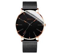 RORIOS Men's Fashionable Minimalist Watch Stylish LeatherMesh Strap Precision Quartz Movement Wristwatches Gold and Black