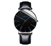 RORIOS Men's Fashionable Minimalist Watch Stylish LeatherMesh Strap Precision Quartz Movement Wristwatches Blue and Black A