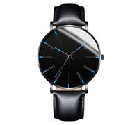 RORIOS Men's Fashionable Minimalist Watch Stylish LeatherMesh Strap Precision Quartz Movement Wristwatches Blue and Black A