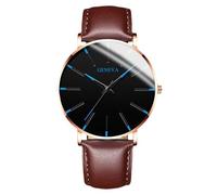 RORIOS Men's Fashionable Minimalist Watch Stylish LeatherMesh Strap Precision Quartz Movement Wristwatches Blue Gold and Brown