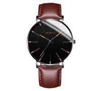 RORIOS Men's Fashionable Minimalist Watch Stylish LeatherMesh Strap Precision Quartz Movement Wristwatches Gold Black and Brown
