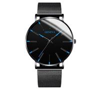 RORIOS Men's Fashionable Minimalist Watch Stylish LeatherMesh Strap Precision Quartz Movement Wristwatches Blue and Black