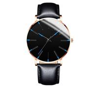 RORIOS Men's Fashionable Minimalist Watch Stylish LeatherMesh Strap Precision Quartz Movement Wristwatches Blue Gold and Black A