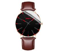 RORIOS Men's Fashionable Minimalist Watch Stylish LeatherMesh Strap Precision Quartz Movement Wristwatches Red Gold and Brown