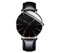 RORIOS Men's Fashionable Minimalist Watch Stylish LeatherMesh Strap Precision Quartz Movement Wristwatches Rose Gold and Black A