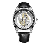 RORIOS Men's Minimalist Wristwatch Analogue Quartz Watch Simple Business Wrist Watch for Men Skeleton Leather Strap Watches Black