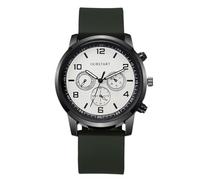 RORIOS Men's Multifunctional Sport Watch Fashion Casual Silicone Strap Wristwatch Classic Chronograph Watches for Daily & Outdoor Green