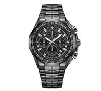 RORIOS Men's Quartz Analogue Watch Luminous Chronograph Watches with Calendar Stainless Steel Strap Classic Dial Men's Watch, Black A, Bracelet