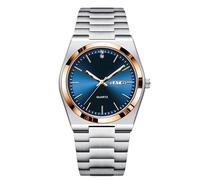 RORIOS Men's Quartz Watch Day-Date Display Stainless Steel Band Rose Gold - Silver Tone Wristwatches Business/Casual/Outdoor Watches Rose Gold Blue