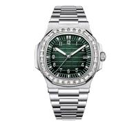 RORIOS Men's Quartz Watch Day-Date Display Stainless Steel Band Rose Gold - Silver Tone Wristwatches Business/Casual/Outdoor Watches Silver Green