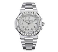 RORIOS Men's Quartz Watch Day-Date Display Stainless Steel Band Rose Gold - Silver Tone Wristwatches Business/Casual/Outdoor Watches Silver White