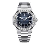 RORIOS Men's Quartz Watch Day-Date Display Stainless Steel Band Rose Gold - Silver Tone Wristwatches Business/Casual/Outdoor Watches Silver Blue