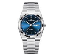 RORIOS Men's Quartz Watch Day-Date Display Stainless Steel Band Rose Gold - Silver Tone Wristwatches Business/Casual/Outdoor Watches Pure Silver Blue