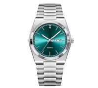 RORIOS Men's Quartz Watch Day-Date Display Stainless Steel Band Rose Gold - Silver Tone Wristwatches Business/Casual/Outdoor Watches Pure Silver Green