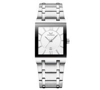 RORIOS Men's Quartz Watch Simple Square Wristwatch Business Waterproof Wrist Watch Date Calendar Luminous with Stainless Steel Strap White