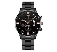 RORIOS Men's Quartz Watch Stainless Steel Band Multiple Color Options Daily Water-Resistant Lightweight Casual Daily Wear for Men Black