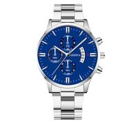 RORIOS Men's Quartz Watch Stainless Steel Band Multiple Color Options Daily Water-Resistant Lightweight Casual Daily Wear for Men Blue Silver
