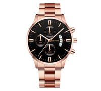 RORIOS Men's Quartz Watch Stainless Steel Band Multiple Color Options Daily Water-Resistant Lightweight Casual Daily Wear for Men Black Rose Gold A