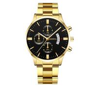RORIOS Men's Quartz Watch Stainless Steel Band Multiple Color Options Daily Water-Resistant Lightweight Casual Daily Wear for Men Black Gold