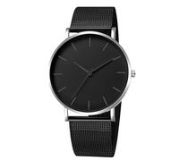RORIOS Men's Quartz Watch Stainless Steel Mesh Band Slim Minimalist Water Resistant Multiple Color Options for Daily/Office Wear Black Silver A