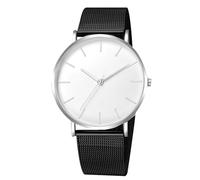 RORIOS Men's Quartz Watch Stainless Steel Mesh Band Slim Minimalist Water Resistant Multiple Color Options for Daily/Office Wear White Silver A