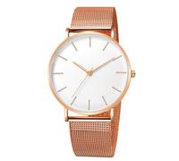 RORIOS Men's Quartz Watch Stainless Steel Mesh Band Slim Minimalist Water Resistant Multiple Color Options for Daily/Office Wear White Rose Gold