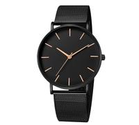 RORIOS Men's Quartz Watch Stainless Steel Mesh Band Slim Minimalist Water Resistant Multiple Color Options for Daily/Office Wear Black A