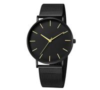 RORIOS Men's Quartz Watch Stainless Steel Mesh Band Slim Minimalist Water Resistant Multiple Color Options for Daily/Office Wear Black C
