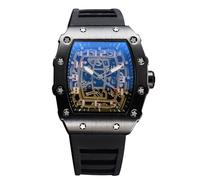 RORIOS Men's Quartz Watches Fashion Tonneau Wristwatch Luminous Analogue Watch Casual Sport Watch for Men with Date Calendar Black