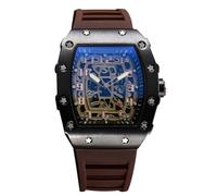 RORIOS Men's Quartz Watches Fashion Tonneau Wristwatch Luminous Analogue Watch Casual Sport Watch for Men with Date Calendar Black Coffee