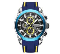 RORIOS Men's Quartz Wrist Watch Fashion Sports Wristwatch Multifunctional Chronograph Watch Luminous Analogue Watch for Men with Silicone Strap Blue