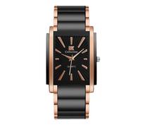 RORIOS Men's Rectangle Quartz Watch Fashion Stainless Steel Wristwatch Multi-Color Dial Dress Watches for Business Rose Gold-Black