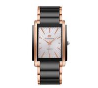 RORIOS Men's Rectangle Quartz Watch Fashion Stainless Steel Wristwatch Multi-Color Dial Dress Watches for Business Rose Gold-White
