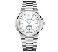 RORIOS Men's Simple Wristwatch Casual Quartz Watch Waterproof Date Calendar Wrist Watch Luminous Analogue Watch with Stainless Steel Strap White