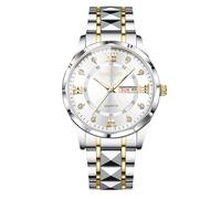 RORIOS Men's Stainless Steel Quartz Watch Premium Luminous Wristwatch with Date Display Stylish Business & Casual Timepiece Ideal Surprise for Father's Day/Birthday White A