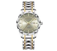 RORIOS Men's Stainless Steel Quartz Watch Premium Luminous Wristwatch with Date Display Stylish Business & Casual Timepiece Ideal Surprise for Father's Day/Birthday Beige