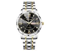 RORIOS Men's Stainless Steel Quartz Watch Premium Luminous Wristwatch with Date Display Stylish Business & Casual Timepiece Ideal Surprise for Father's Day/Birthday Black A